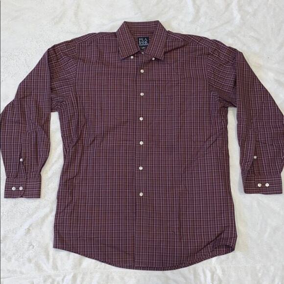 Jos. A Bank maroon plaid shirt button down shirt | Sz M - Picture 2 of 6